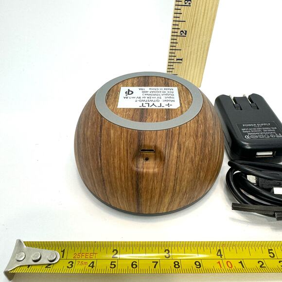 TYLT Twisty Wireless Charging Pad & Adjustable Stand-Grey & Wood - Picture 4 of 5